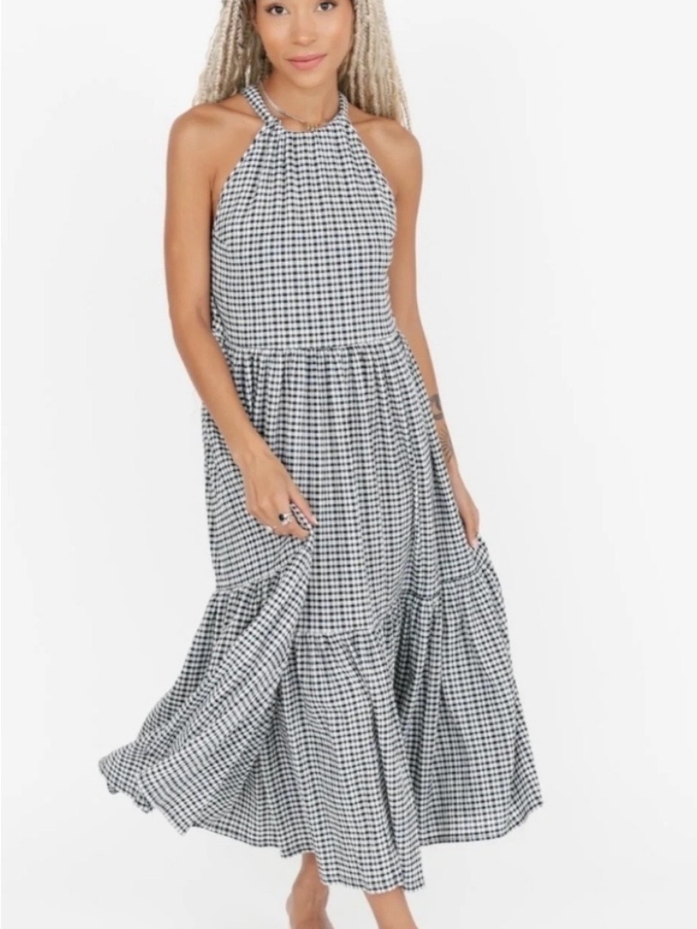 Smash + Tess Valentina Maxi Dress in black and white gingham